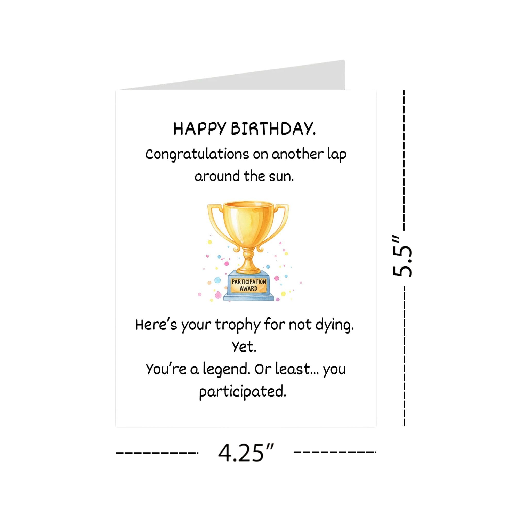 Funny Birthday Card for Men and Women Adult Humor Greeting Card Sarcastic Handmade Gift for Friends Coworkers Him or Her Hilarious Trophy Joke