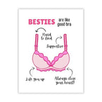 Funny Best Friend Card for Her “Besties are Like Good Bras” – Cute & Supportive Gift for BFF, Soul Sister, Gal Pal – Friendship Day Card Made in USA