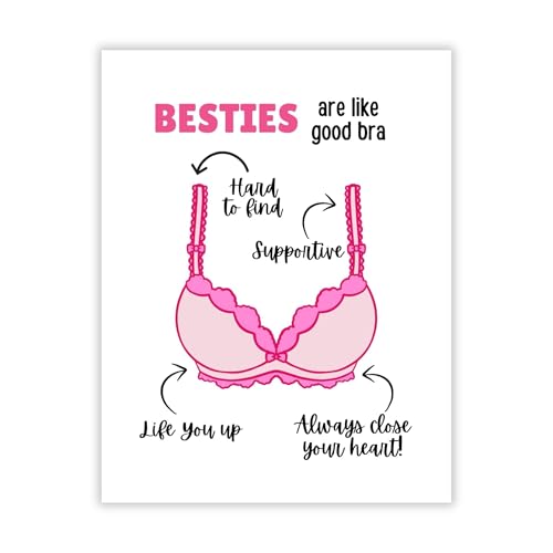 Funny Best Friend Card for Her “Besties are Like Good Bras” – Cute & Supportive Gift for BFF, Soul Sister, Gal Pal – Friendship Day Card Made in USA