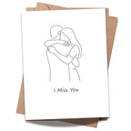 I Miss You Greeting Card – Minimalist Line Art Love Card with Envelope – Romantic Gift for Long-Distance, Anniversary, or Just Because – Blank Inside