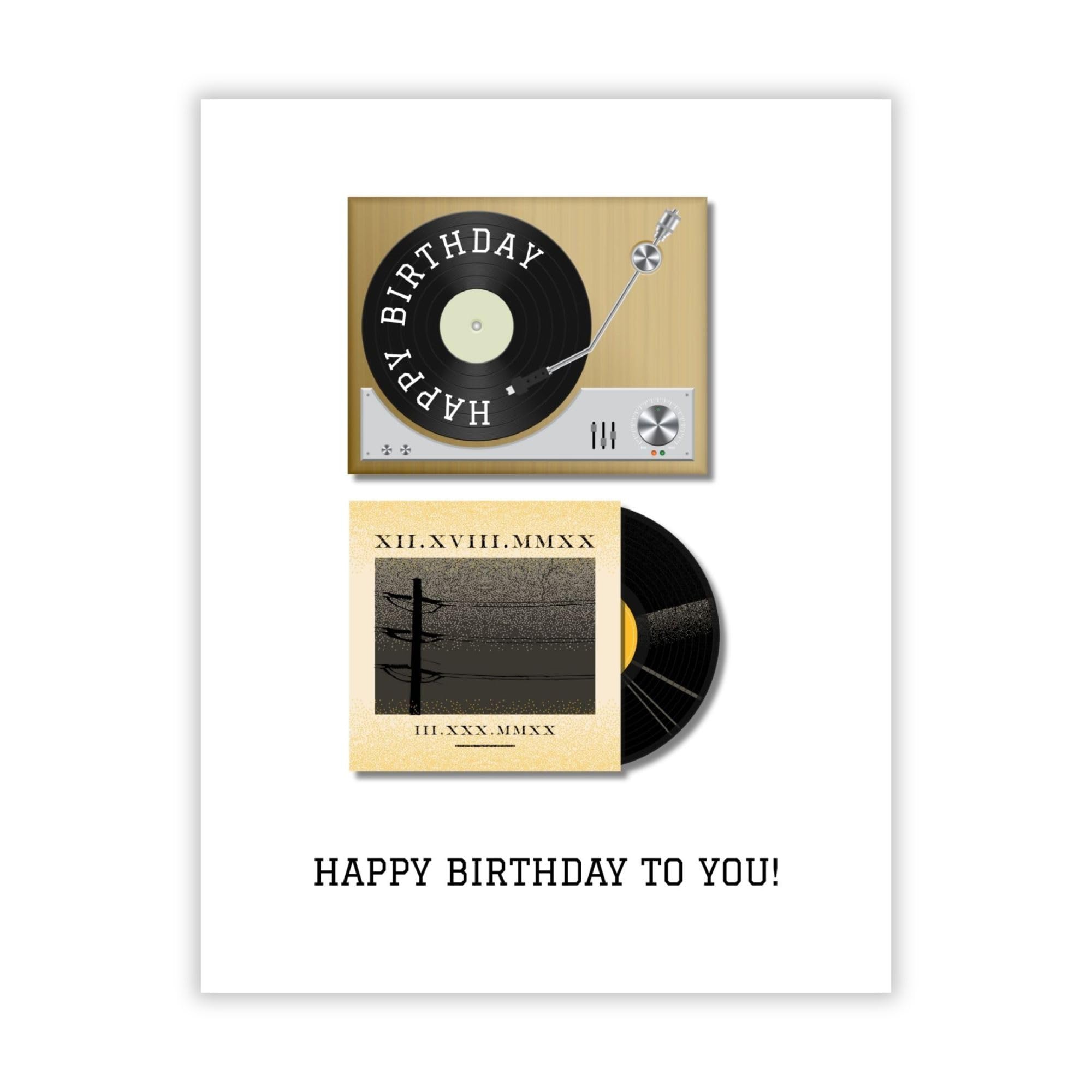 Record Birthday 90s Card Retro Music-Inspired Greeting for Men, Women, Friends, Coworkers Handmade in USA