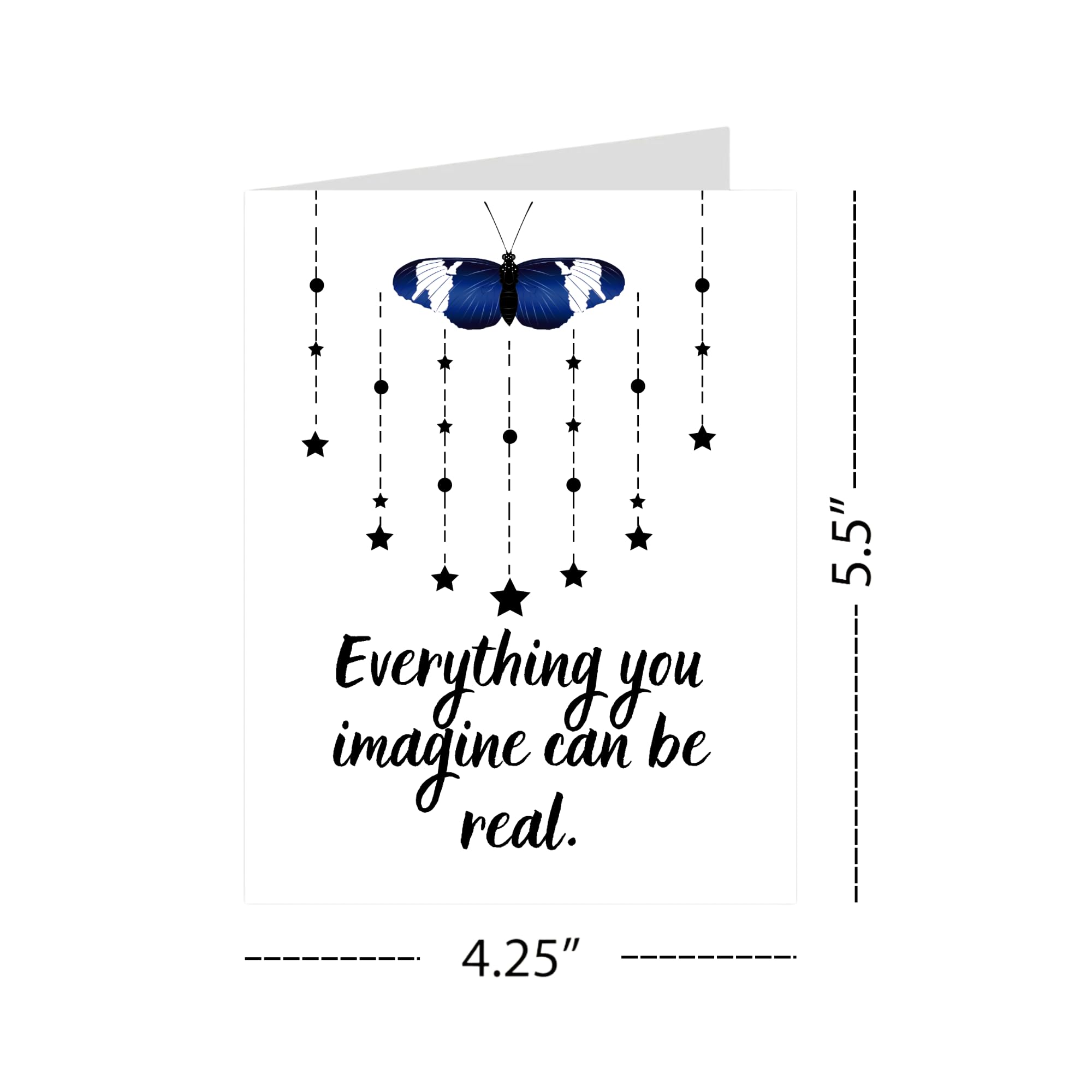 Inspirational Butterfly Card – “Everything You Imagine Can Be Real” – Motivational Quote Print, Encouragement Gift, Vision Board Art for Dreamers