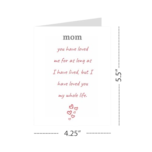 Special Mother’s Day Card, Birthday Card for Mother, Sentimental Card for Mom, Thank You Mom, Love You My Whole Life, Mother’s Day Gift from Daughter Son