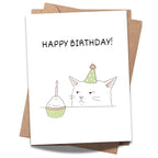 Funny Happy Birthday Cat Card Cute Illustration Greeting for Men, Women, Kids, Friends, Coworkers Handmade in USA