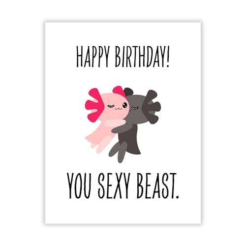 Funny Sexy Birthday Card – Flirty Card for Boyfriend, Girlfriend, Husband, Wife – Valentine’s or Anniversary – Happy Birthday You Sexy Beast – USA Made