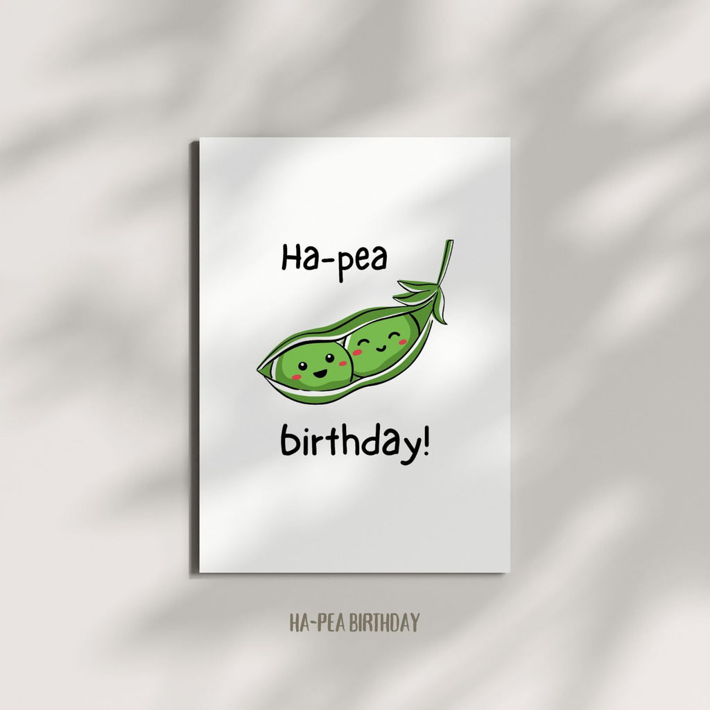 Funny Peas Birthday Card - Cute Happy Birthday Greeting Card for Friends, Family, Kids, Husband, Wife, Boyfriend, Girlfriend - Punny Vegetable Card with Envelope