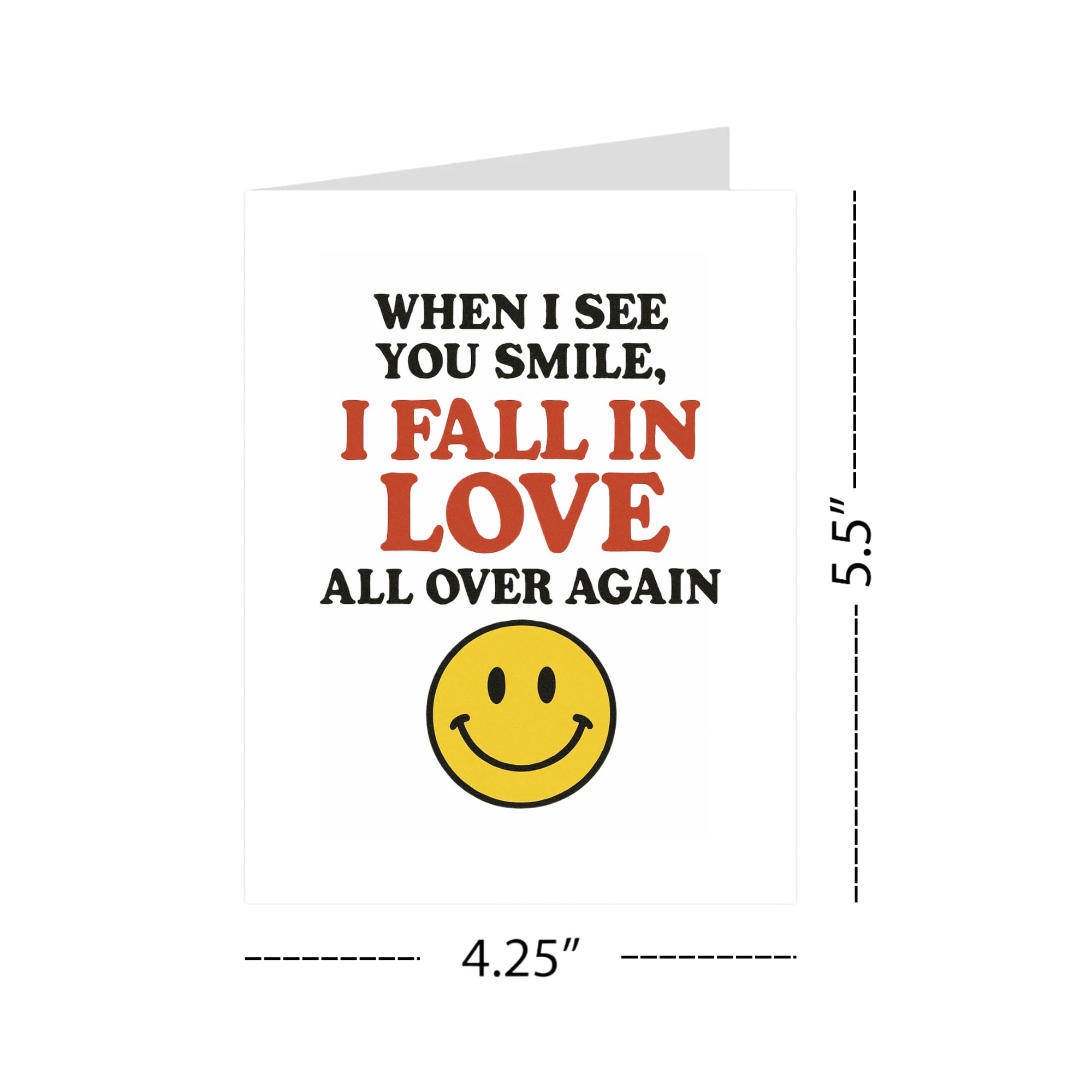 When I See You Smile, I Fall in Love All Over Again – Retro Love Greeting Card with Envelope – Cute, Nostalgic Gift for Him or Her – Blank Inside