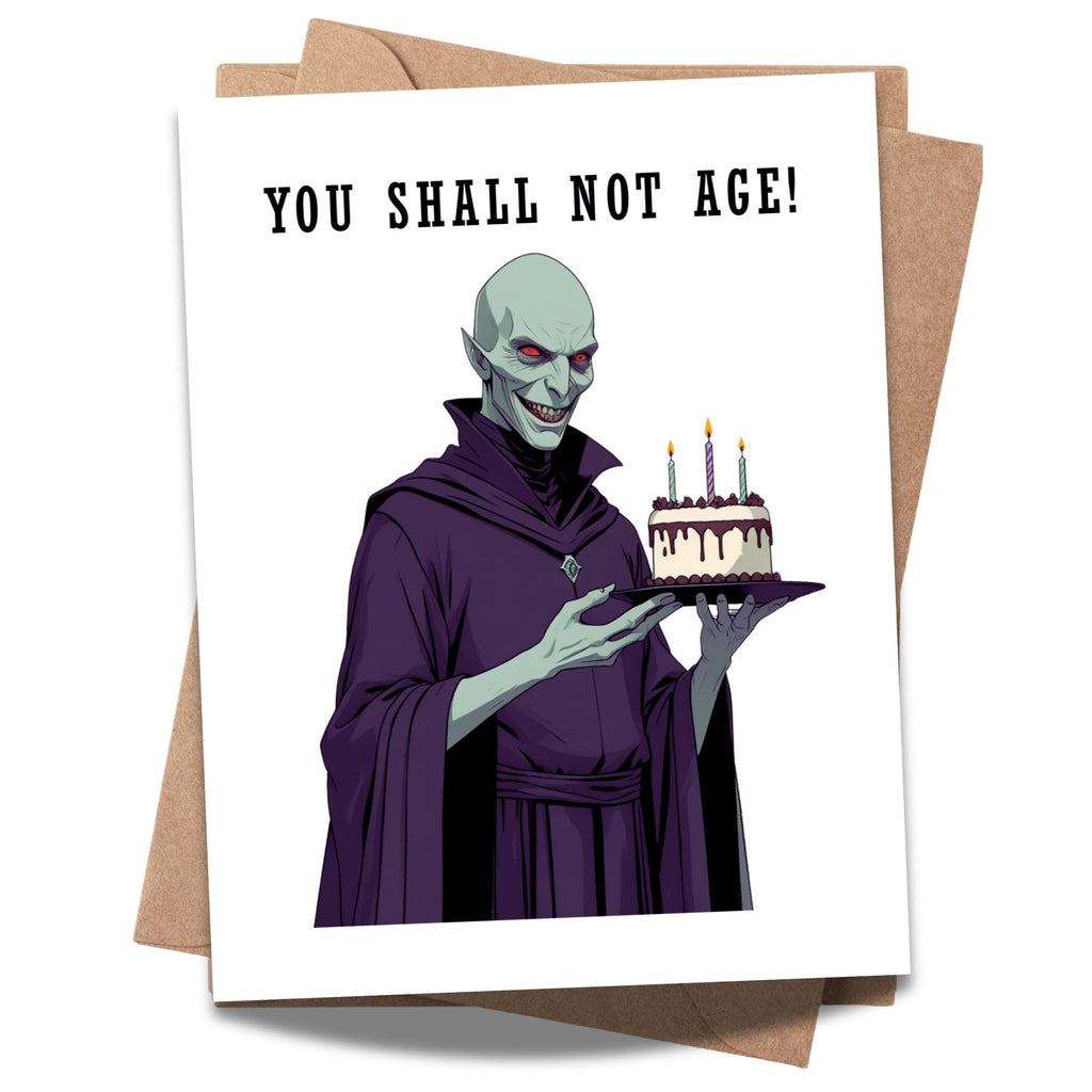 Magical Birthday Greeting Card for Men, Women, Kids & Harry Potter Lovers – Funny “You Shall Not Age!” – Wizard-Inspired Illustration – Made in USA