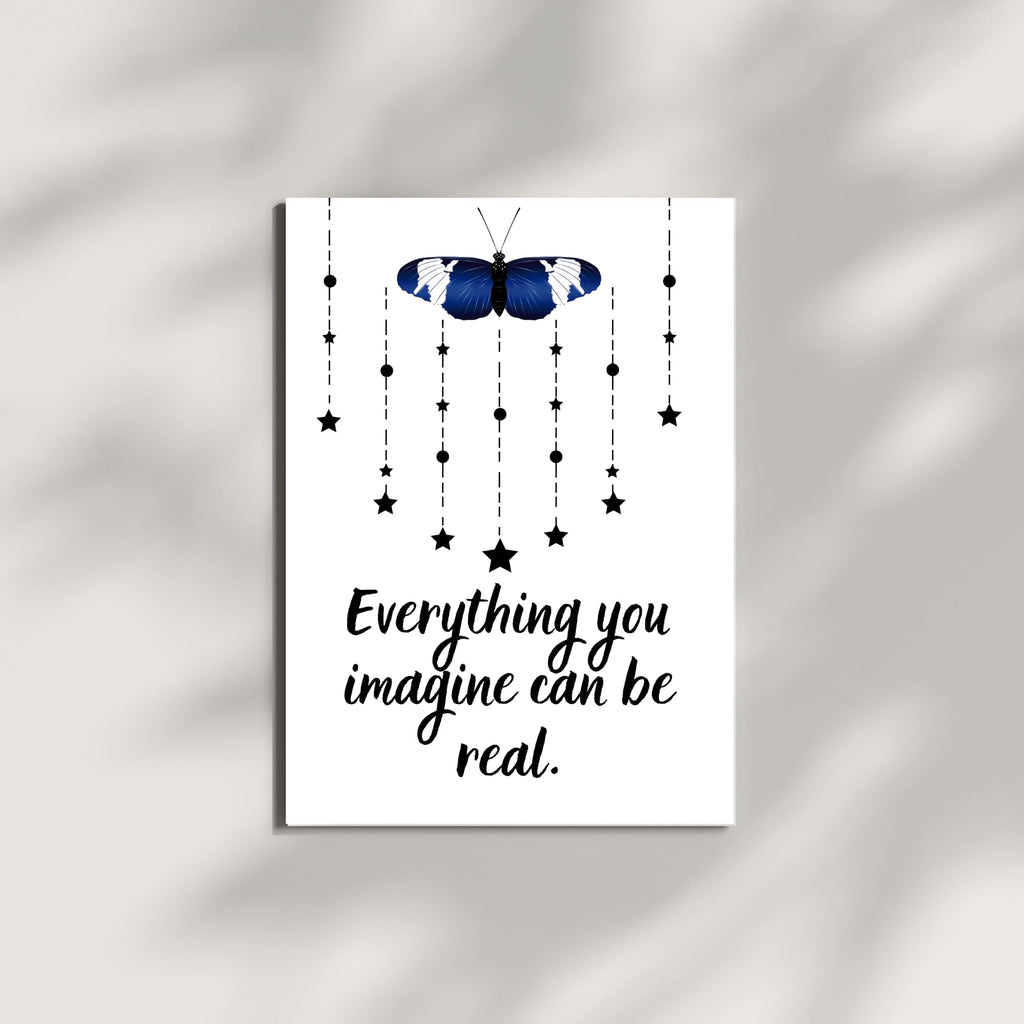 Inspirational Butterfly Card – “Everything You Imagine Can Be Real” – Motivational Quote Print, Encouragement Gift, Vision Board Art for Dreamers