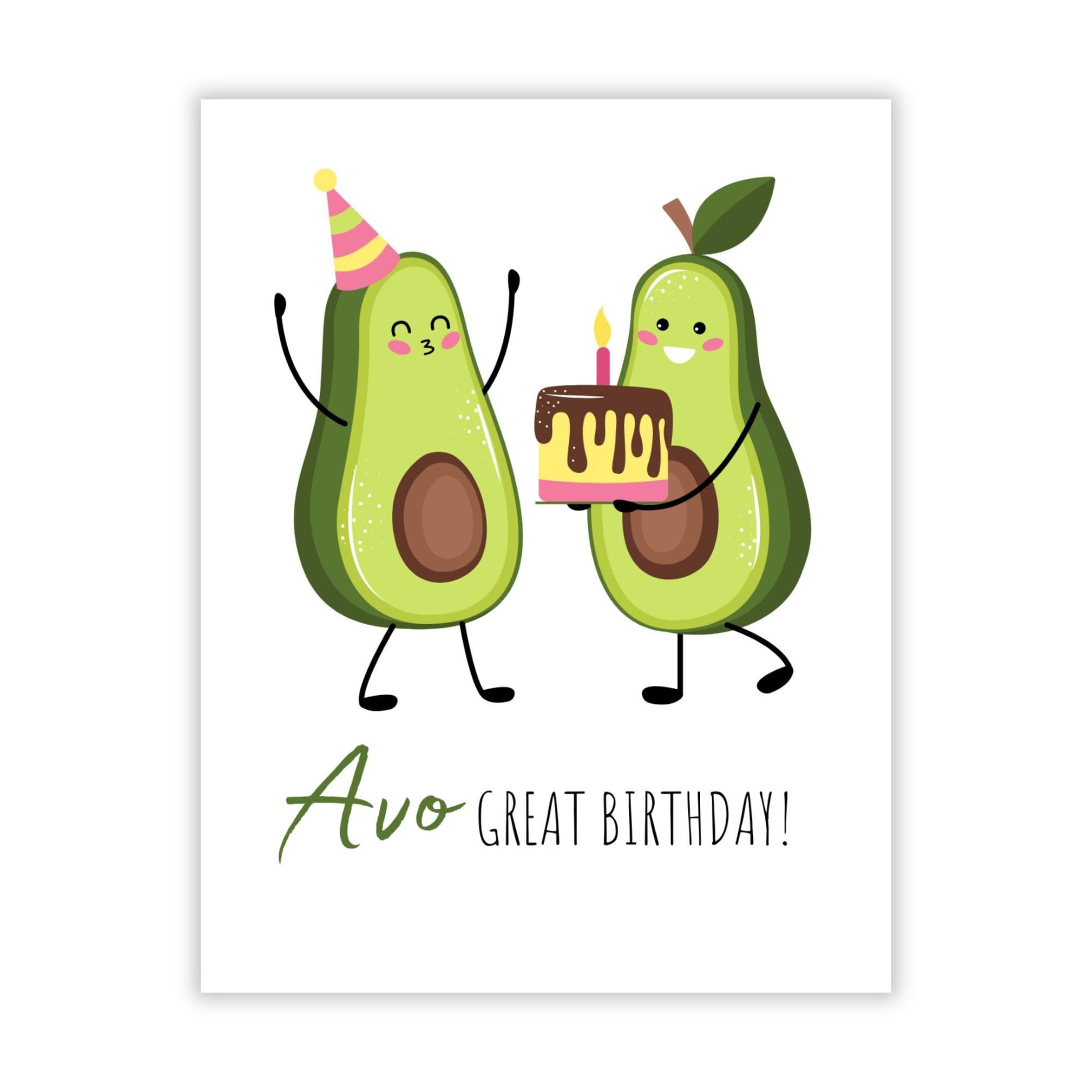 Funny Birthday Card Have an Avogreat Birthday Cute Avocado Greeting for Men, Women, Kids, Friends, Coworkers – Handmade in USA