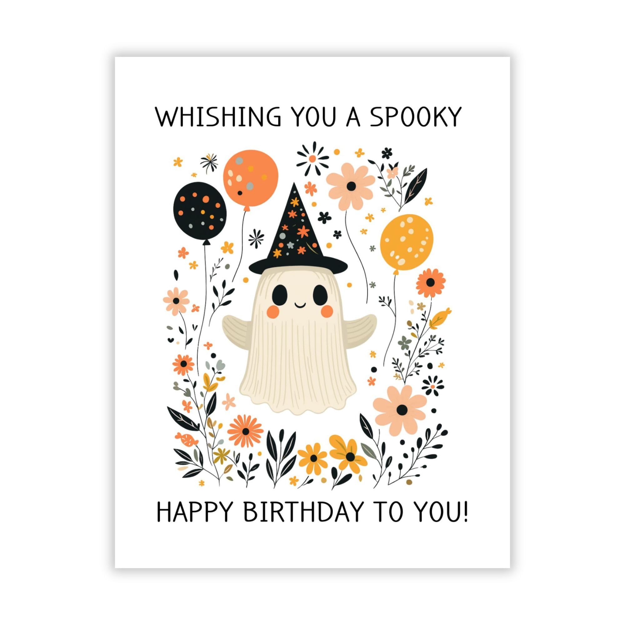 Funny Birthday Card Wishing You a Spooky Happy Birthday Cute Ghost Greeting for Men, Women, Kids, Friends, Coworkers Handmade in USA
