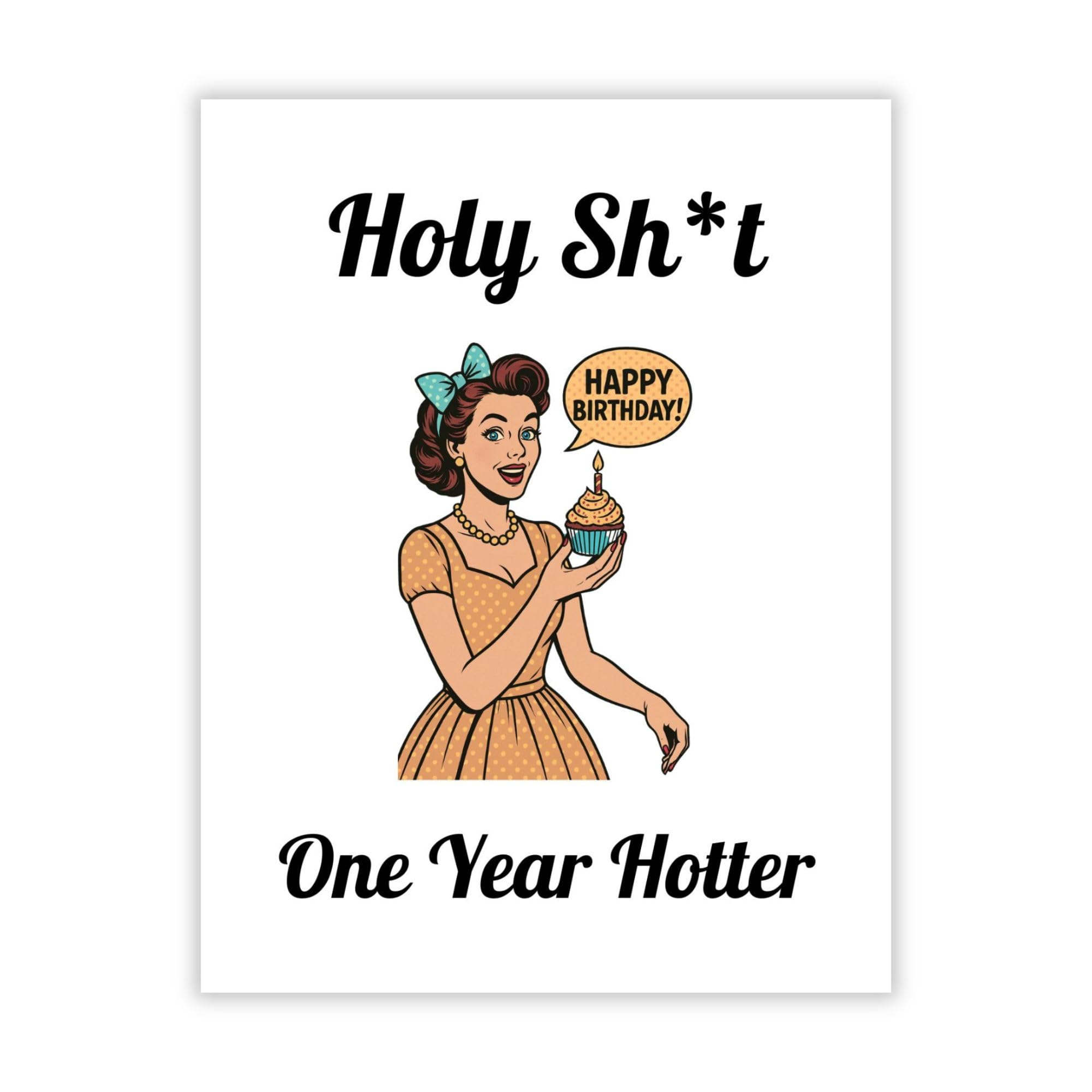 Retro One Year Hotter Birthday Card Funny Vintage Birthday Greeting for Women Men Friends Coworkers Handmade Card Gift USA