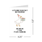 Hilarious Birthday Card A Little Birdie Told Me It Was Your Birthday Funny Greeting for Men Women Friends Kids Coworkers Handmade in USA