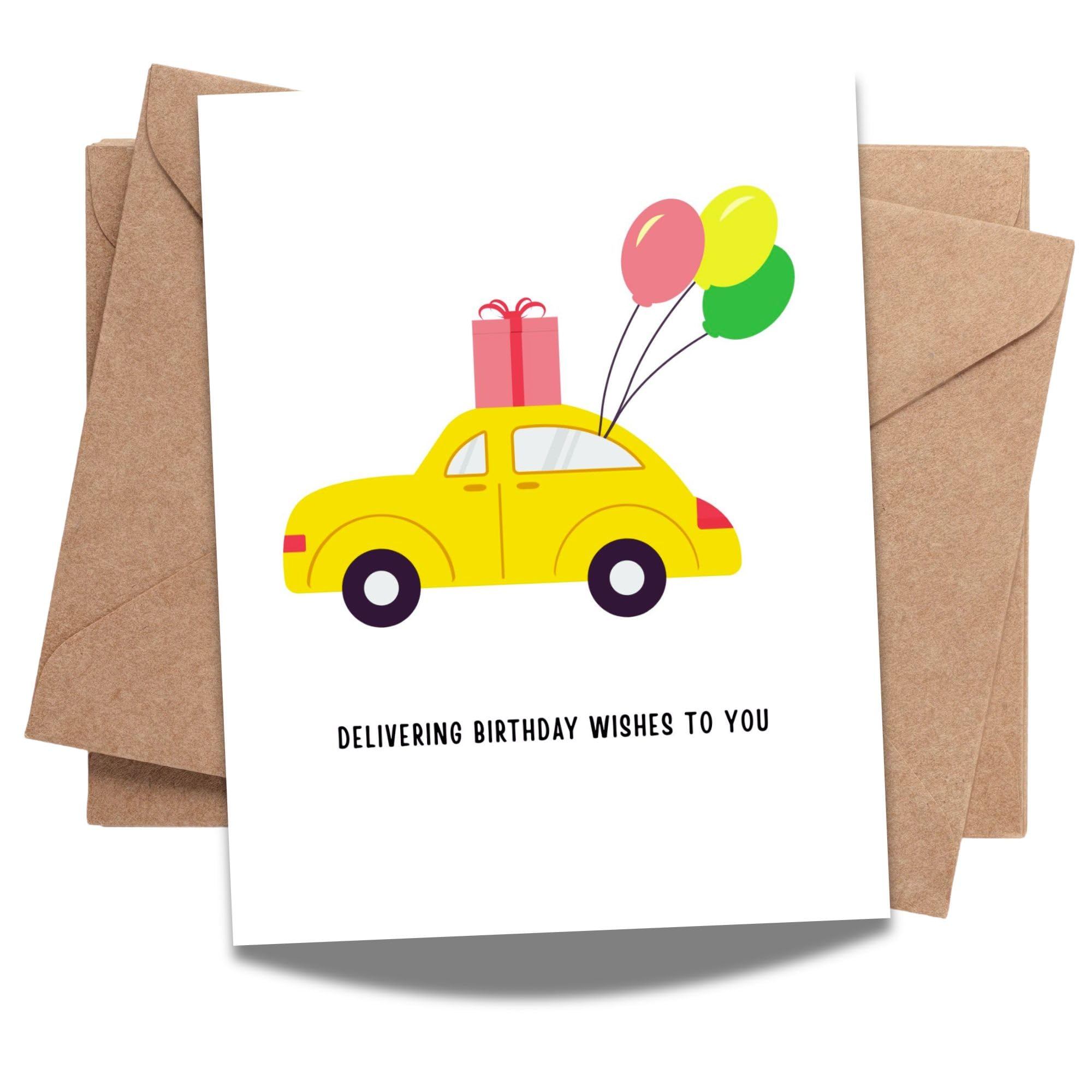 Delivering Birthday Wishes to You Card Funny Greeting Card for Men, Women, Kids, Friends, Coworkers – Handmade in USA