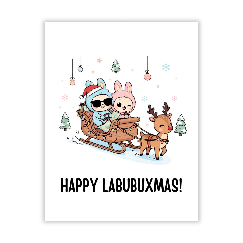 Cute Merry Christmas Card Compatible with Labubu Christmas Theme, Handmade Collectible-Inspired Greeting Card for Men, Women, Kids, Friends, Holiday Gift