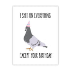 Funny Pigeon Birthday Card Hilarious Bird Illustration with Party Hat – Sarcastic Birthday Greeting for Men, Women, Friends & Coworkers – Handmade USA