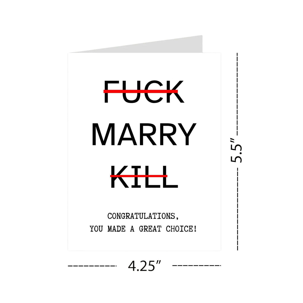 Funny Wedding Card for Couple – You Picked Marry and Made a Great Choice – Engagement or Marriage Congrats Card for Friends, Him or Her – Handmade in USA