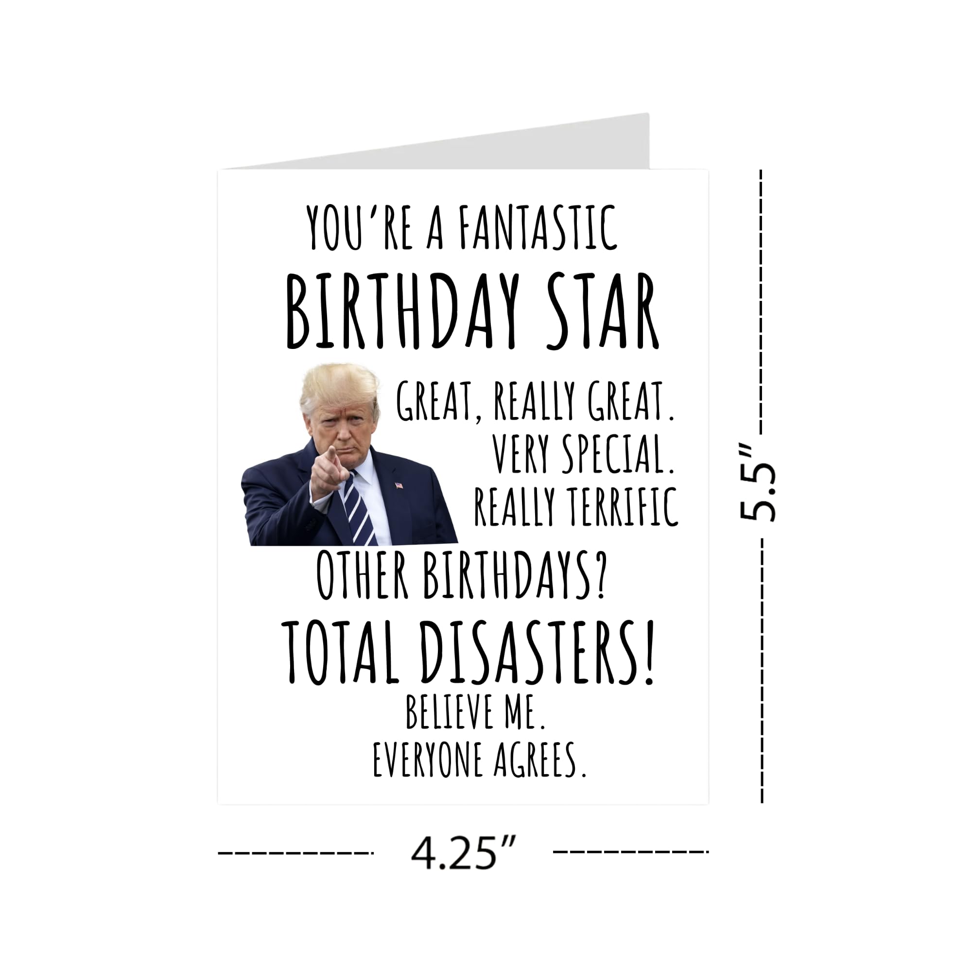 Funny Trump Birthday Card for Men Women Kids Friends Family Coworkers – Hilarious Greeting Handmade in USA