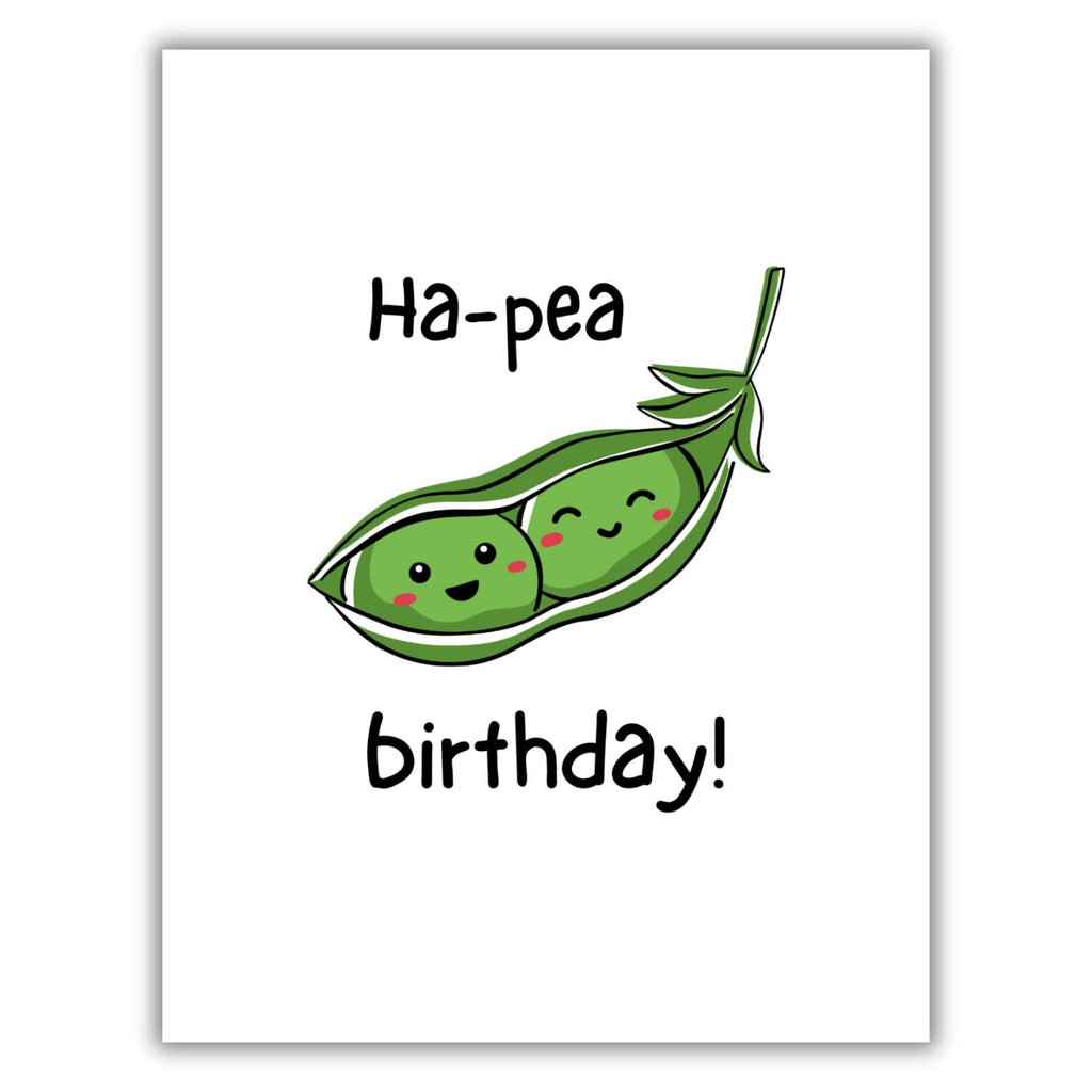 Funny Peas Birthday Card - Cute Happy Birthday Greeting Card for Friends, Family, Kids, Husband, Wife, Boyfriend, Girlfriend - Punny Vegetable Card with Envelope