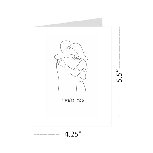 I Miss You Greeting Card – Minimalist Line Art Love Card with Envelope – Romantic Gift for Long-Distance, Anniversary, or Just Because – Blank Inside
