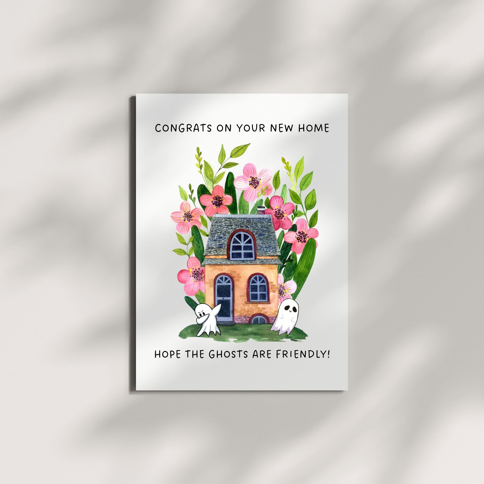 Funny Housewarming Card for New Homeowners – Congrats on Your New Home Hope the Ghosts Are Friendly – Greeting Card for Friends Family Couples – Handmade in USA