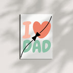 I Love Dad Greeting Card – Cute Father’s Day Card with Heart and Bow Tie Design – 4.25x5.5 inch – Blank Inside – Fun Gift for Dad from Kids or Adults