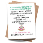 Funny Birthday Card I’m Not Late I’m Sensitive Hilarious Greeting for Men, Women, Kids, Friends, Coworkers – Handmade in USA