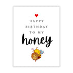 Happy Birthday to My Honey Romantic Birthday Card for Wife Husband Girlfriend Boyfriend Partner Sweet Greeting Card Love Note Keepsake Handmade in USA