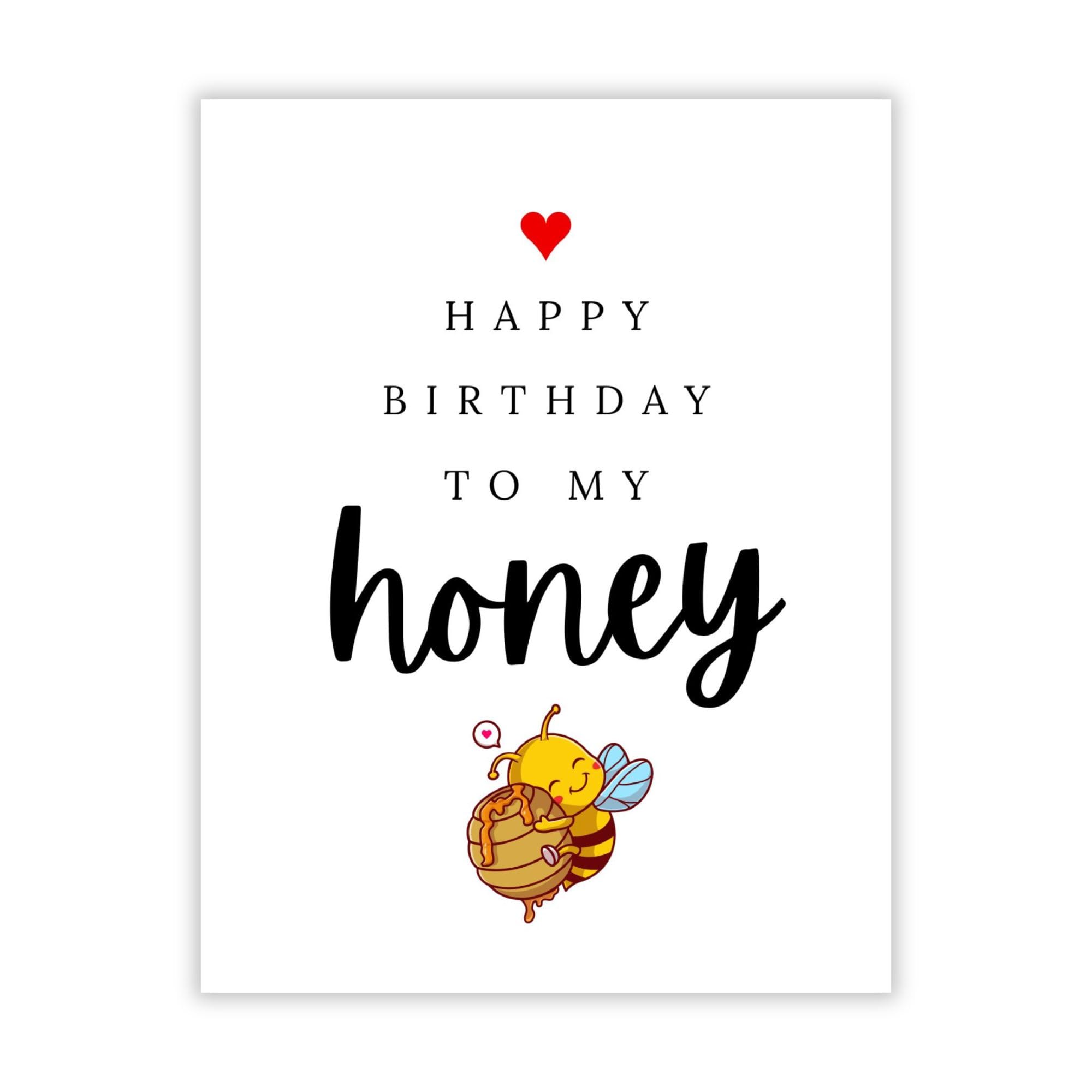 Happy Birthday to My Honey Romantic Birthday Card for Wife Husband Girlfriend Boyfriend Partner Sweet Greeting Card Love Note Keepsake Handmade in USA