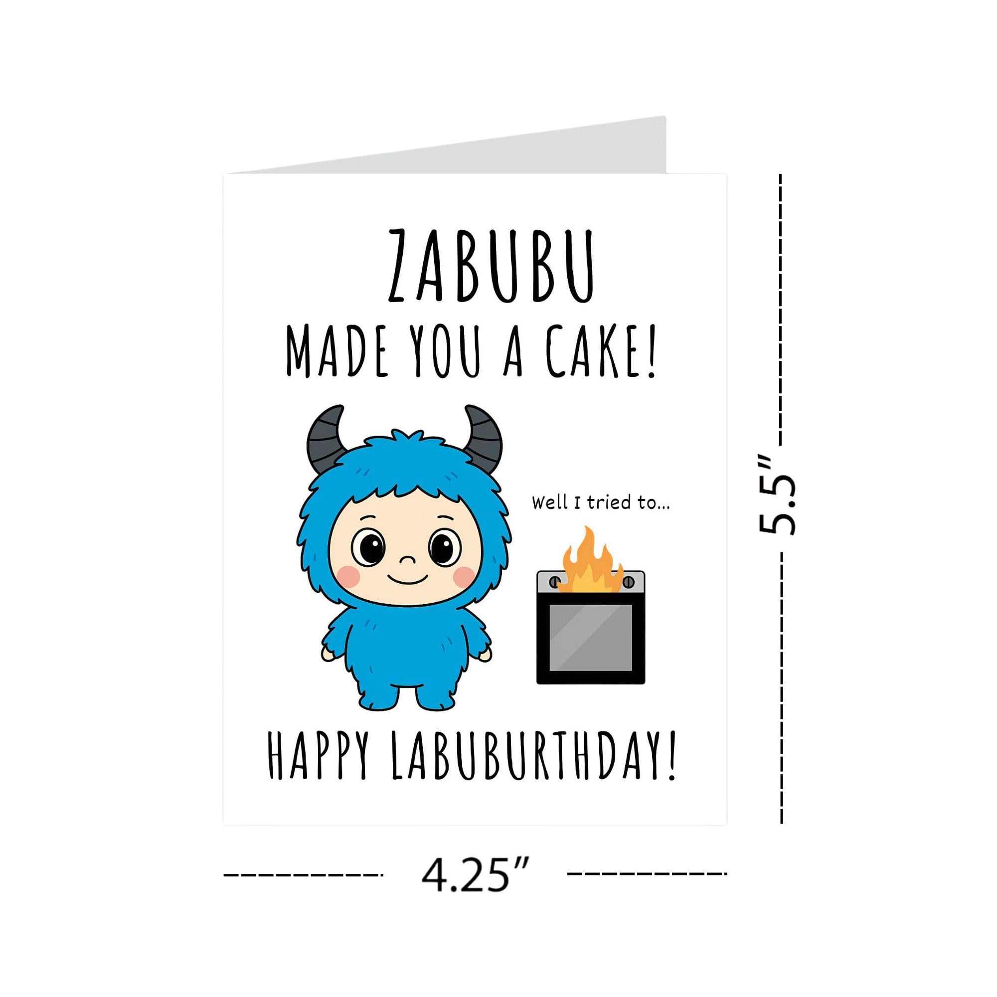 Cute Funny Birthday Card Compatible with Labubu Birthday Theme Handmade Collectible-Inspired Greeting Card for Men Women Kids Friends Anime Gift
