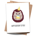 Cute Hedgehog Birthday Card Adorable Animal Greeting for Men, Women, Kids, Friends, Coworkers – Handmade in USA