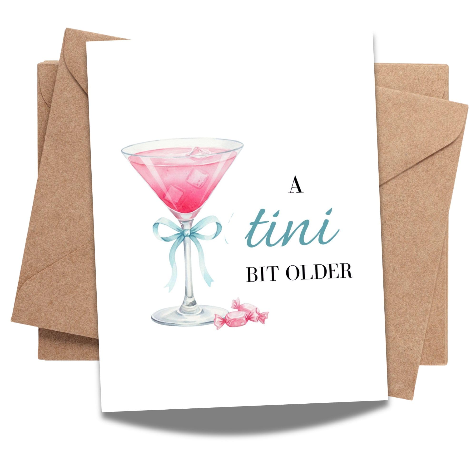 Espresso Martini Birthday Card Funny Coffee & Cocktail Greeting Card for Women Best Friend Sister Daughter Wife Girlfriend Handmade A Tini Bit Older Gift