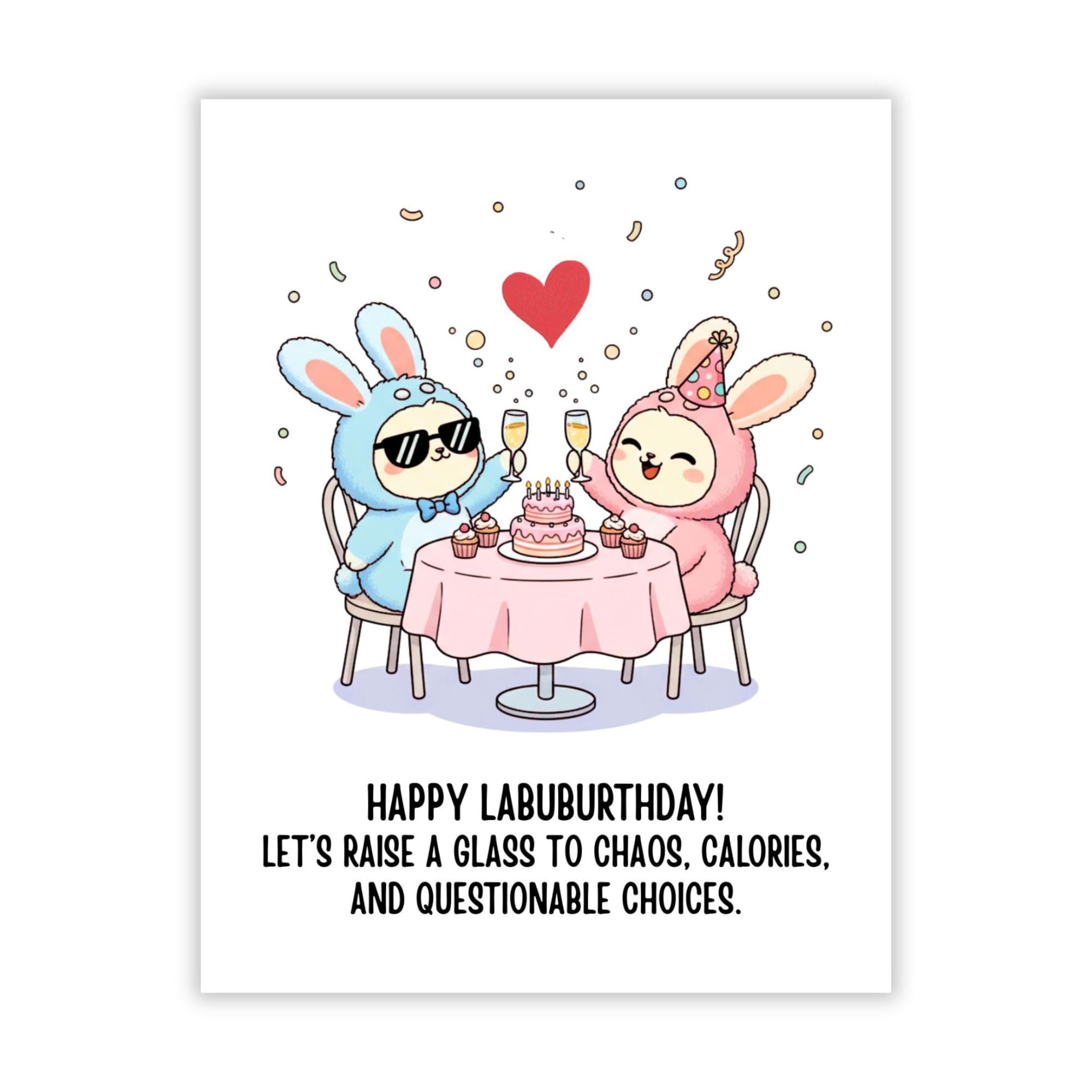 Cute Birthday Party Card Compatible with Labubu Birthday Theme Handmade Collectible-Inspired Greeting Card for Men Women Kids Friends Unique Gift