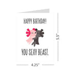 Funny Sexy Birthday Card – Flirty Card for Boyfriend, Girlfriend, Husband, Wife – Valentine’s or Anniversary – Happy Birthday You Sexy Beast – USA Made