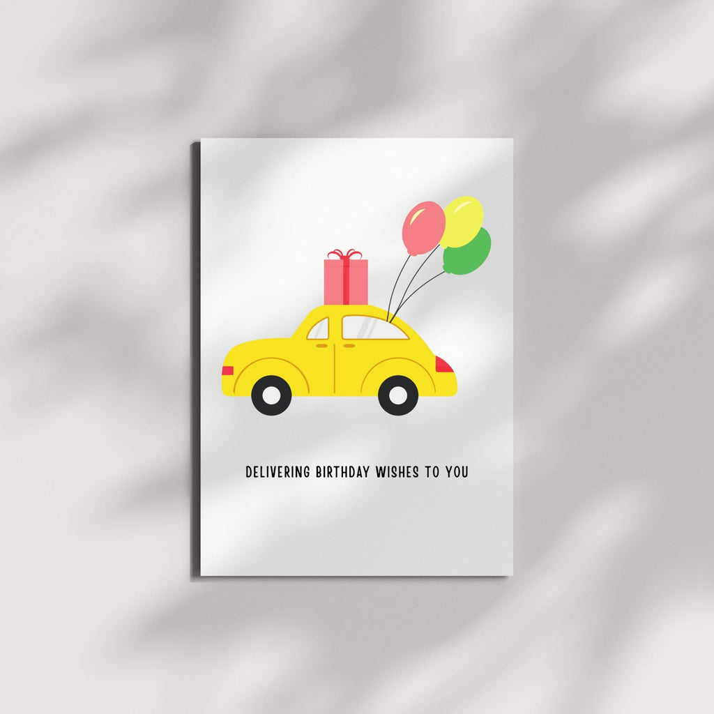 Delivering Birthday Wishes to You Card Funny Greeting Card for Men, Women, Kids, Friends, Coworkers – Handmade in USA