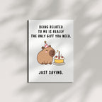 Funny Capybara Birthday Card for Men Women Kids – Cute Animal Greeting Card for Friends, Family, Coworkers – Handmade in USA with Envelope