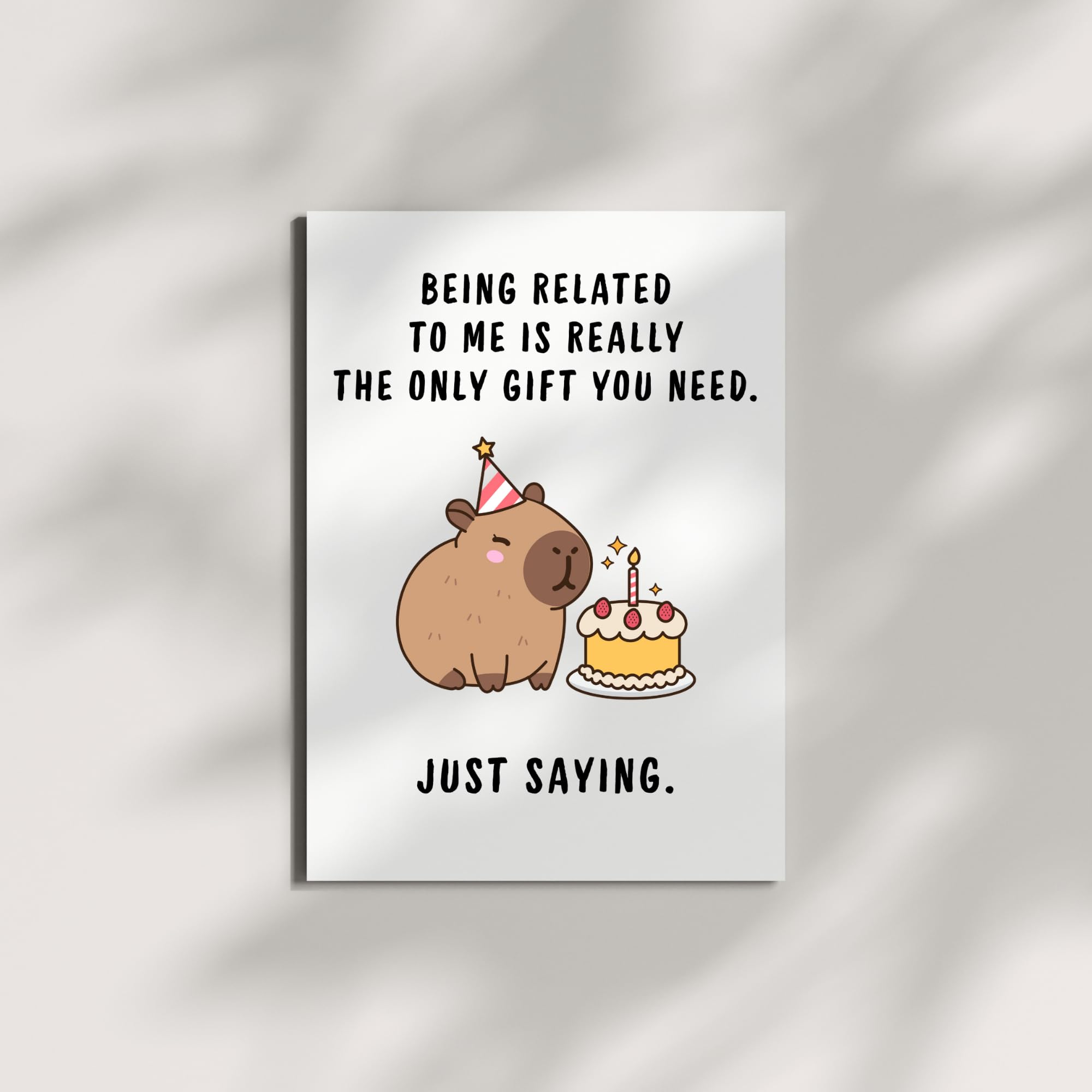 Funny Capybara Birthday Card for Men Women Kids – Cute Animal Greeting Card for Friends, Family, Coworkers – Handmade in USA with Envelope
