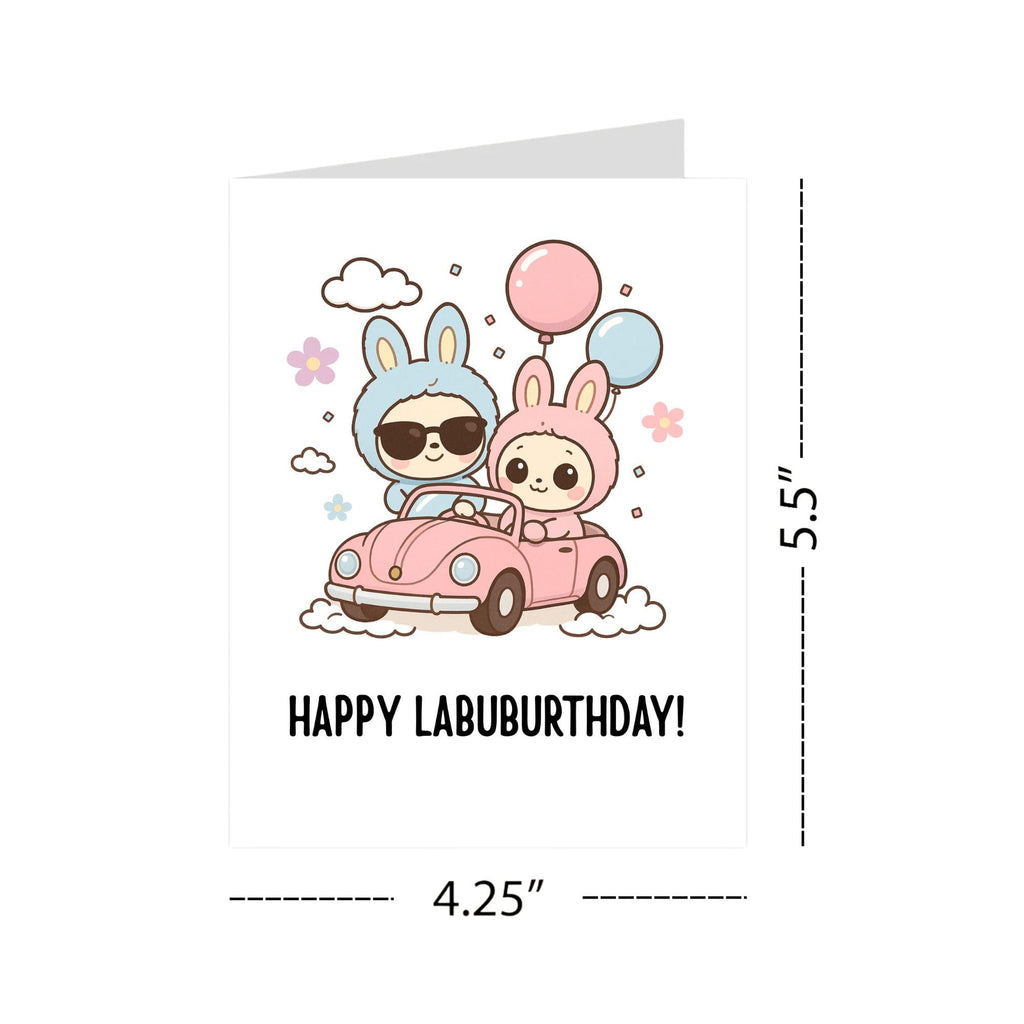 Cute Birthday Card Compatible with Labubu Birthday Theme, Handmade Greeting Card for Men, Women, Kids, Friends, Anime-Inspired Gift