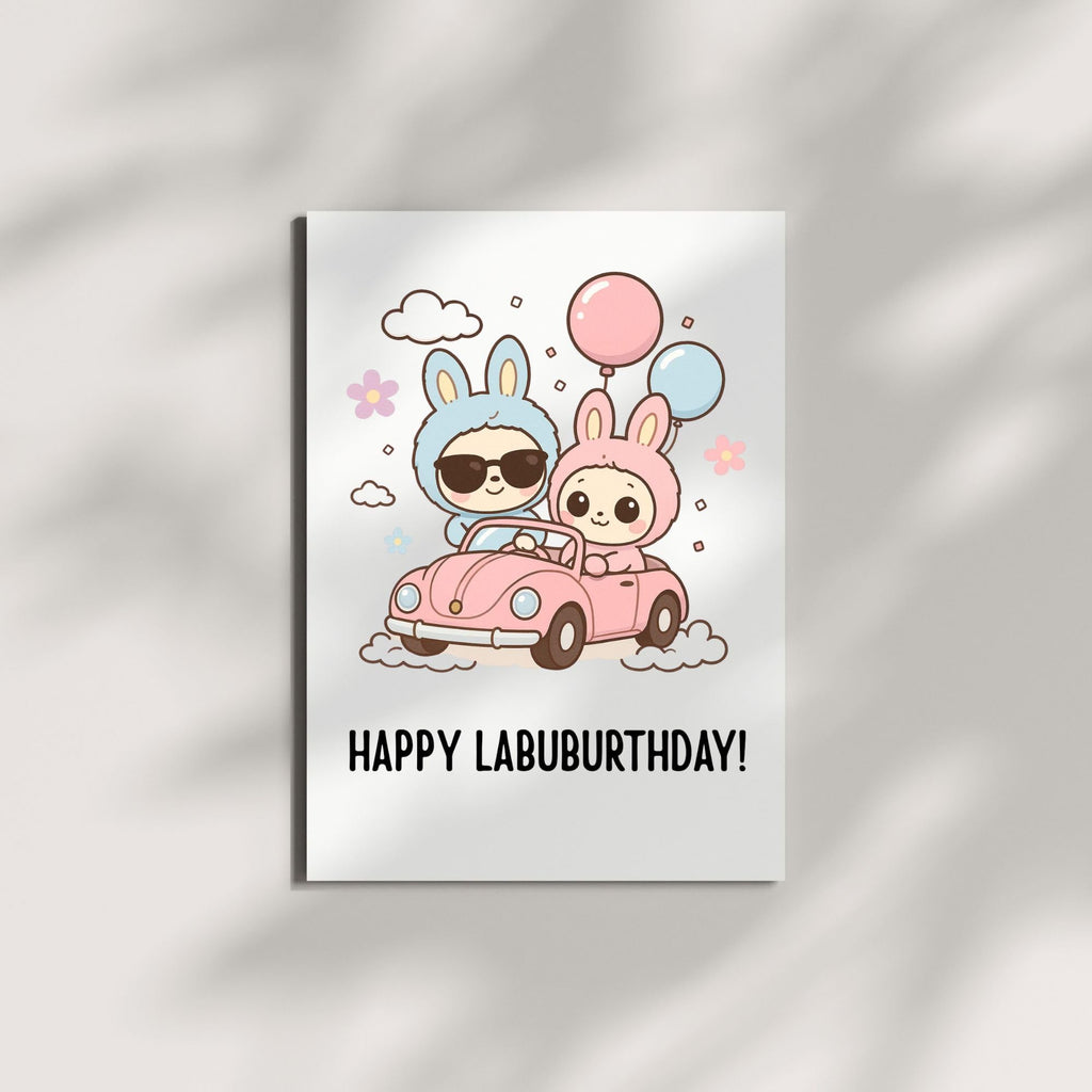 Cute Birthday Card Compatible with Labubu Birthday Theme, Handmade Greeting Card for Men, Women, Kids, Friends, Anime-Inspired Gift