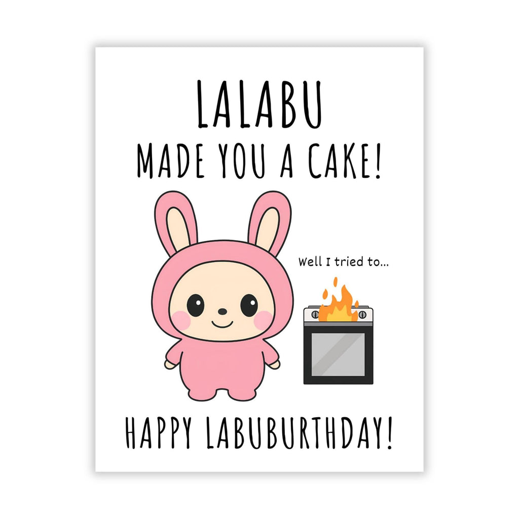 Cute Funny Birthday Card Compatible with Labubu Birthday Theme, Handmade Collectible-Inspired Greeting Card for Men, Women, Kids, Friends, Anime-Inspired Gift