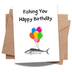 Fishing You a Happy Birthday – Funny Birthday Card for Men, Dad, Grandpa, Husband, Best Friend, Him – Unique Fisherman Gift, Humor Greeting Card