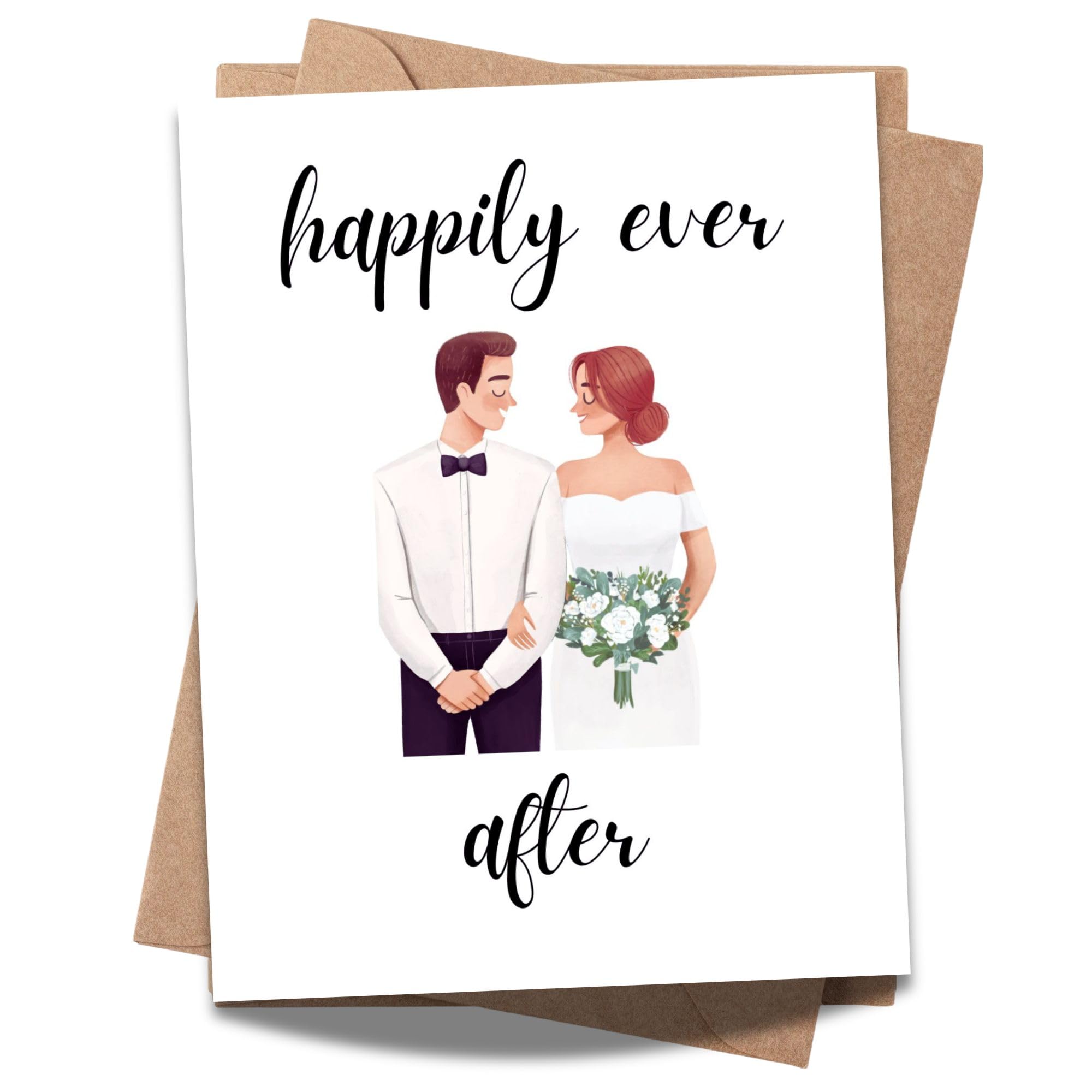 Anniversary or Wedding Congratulations Card – Happily Ever After Greeting for Couple, Wife, Husband, Friends – Romantic & Elegant – Handmade in USA