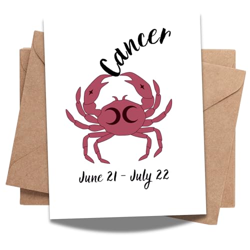 Cancer Zodiac Greeting Card – June 21 to July 22 – Minimal Crab Design Astrology Card for Birthdays, Horoscope Lovers & Cancer Season Gifts