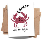 Cancer Zodiac Greeting Card – June 21 to July 22 – Minimal Crab Design Astrology Card for Birthdays, Horoscope Lovers & Cancer Season Gifts