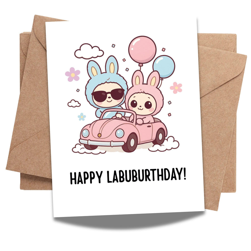 Cute Birthday Card Compatible with Labubu Birthday Theme, Handmade Greeting Card for Men, Women, Kids, Friends, Anime-Inspired Gift
