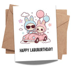 Cute Birthday Card Compatible with Labubu Birthday Theme, Handmade Greeting Card for Men, Women, Kids, Friends, Anime-Inspired Gift