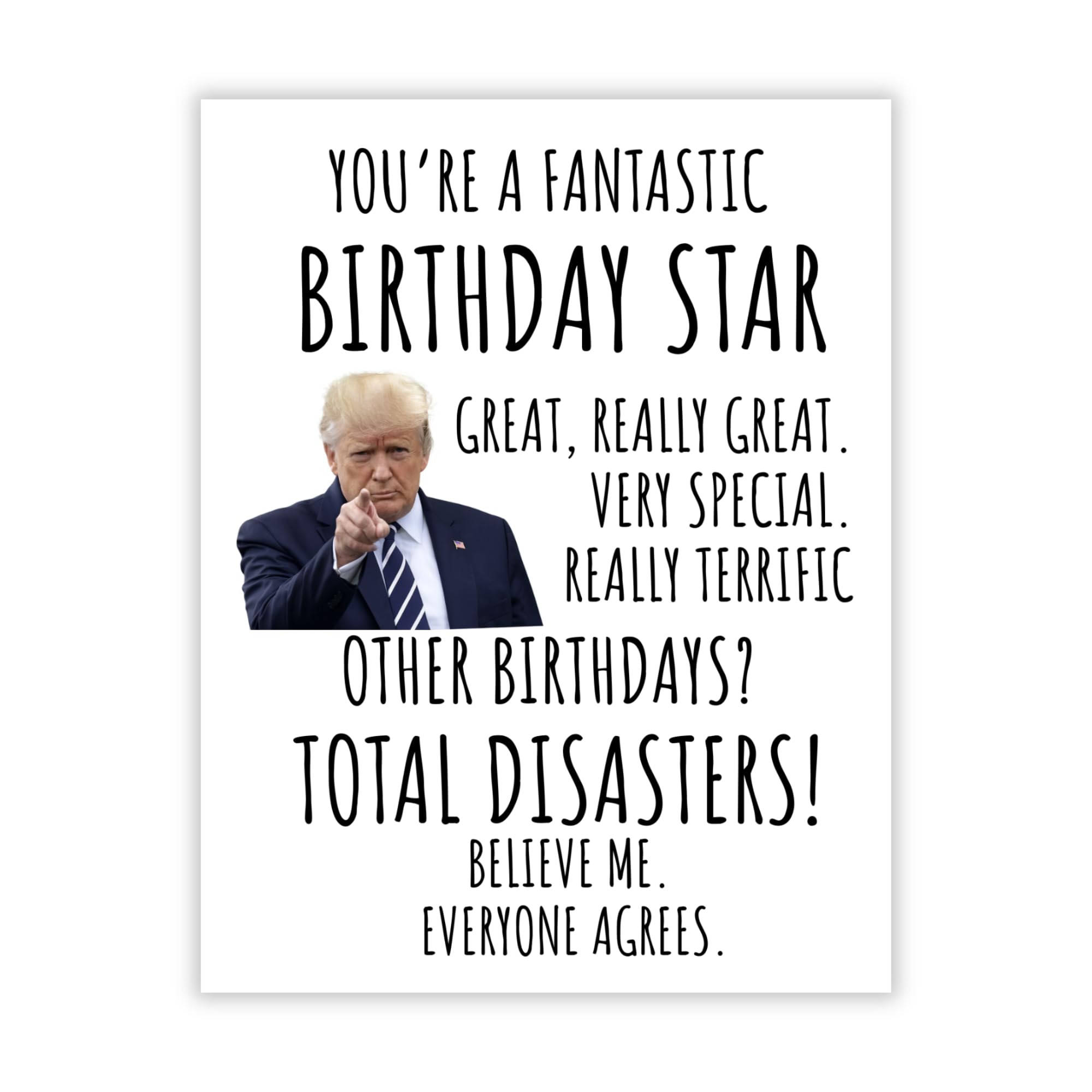 Funny Trump Birthday Card for Men Women Kids Friends Family Coworkers – Hilarious Greeting Handmade in USA