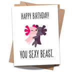 Funny Sexy Birthday Card – Flirty Card for Boyfriend, Girlfriend, Husband, Wife – Valentine’s or Anniversary – Happy Birthday You Sexy Beast – USA Made