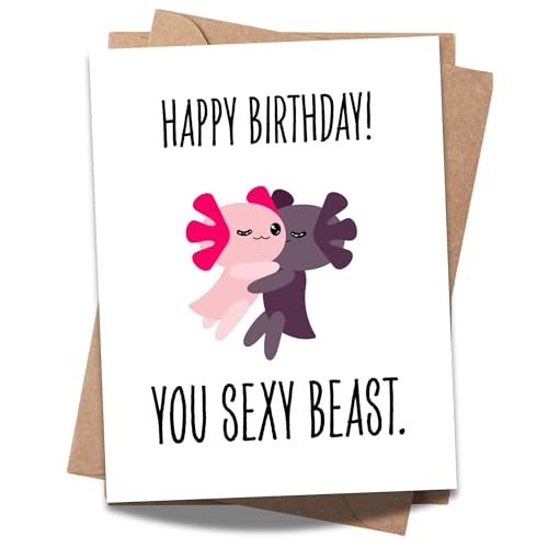 Funny Sexy Birthday Card – Flirty Card for Boyfriend, Girlfriend, Husband, Wife – Valentine’s or Anniversary – Happy Birthday You Sexy Beast – USA Made