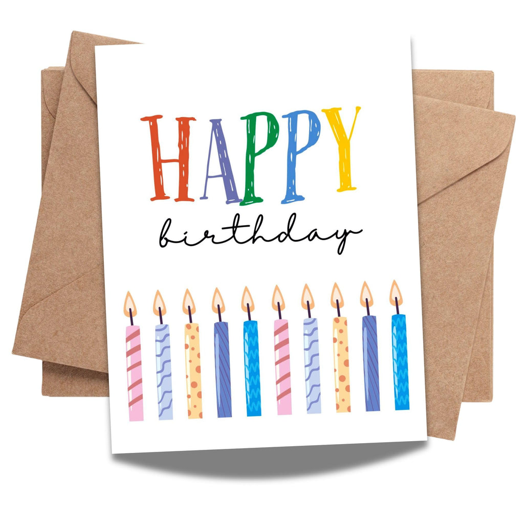 Happy Birthday Card with Blown Candles Illustration – Fun Birthday Greeting for Men, Women, Kids, Friends & Coworkers – Cool Handmade Card Gift USA